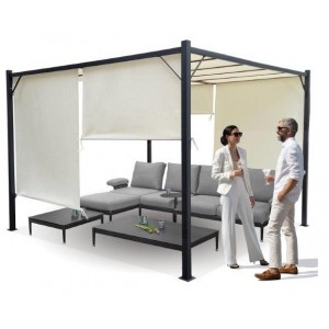 Sodo pergolė - pavėsinė su stogeliu ir roletais 3x3x2 m